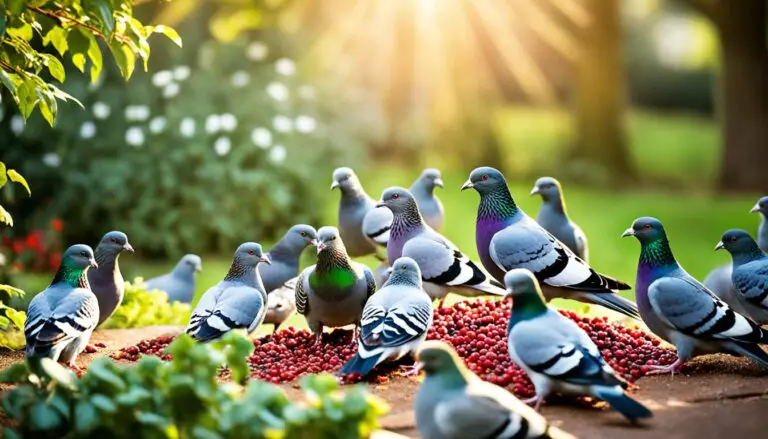 tauben im garten fressen